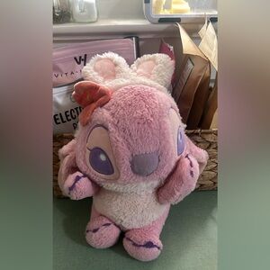Pink and White Plush Toy with Bow